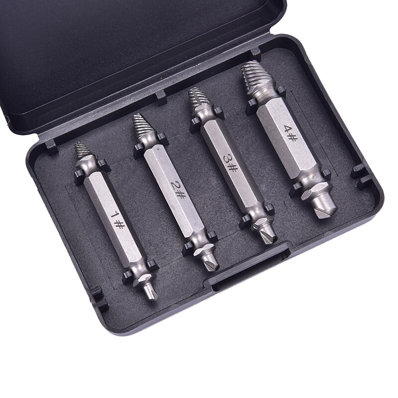 4Pcs Damaged Screw Extractor Remover Set Screws Bolt Extract Drill Bit Tool