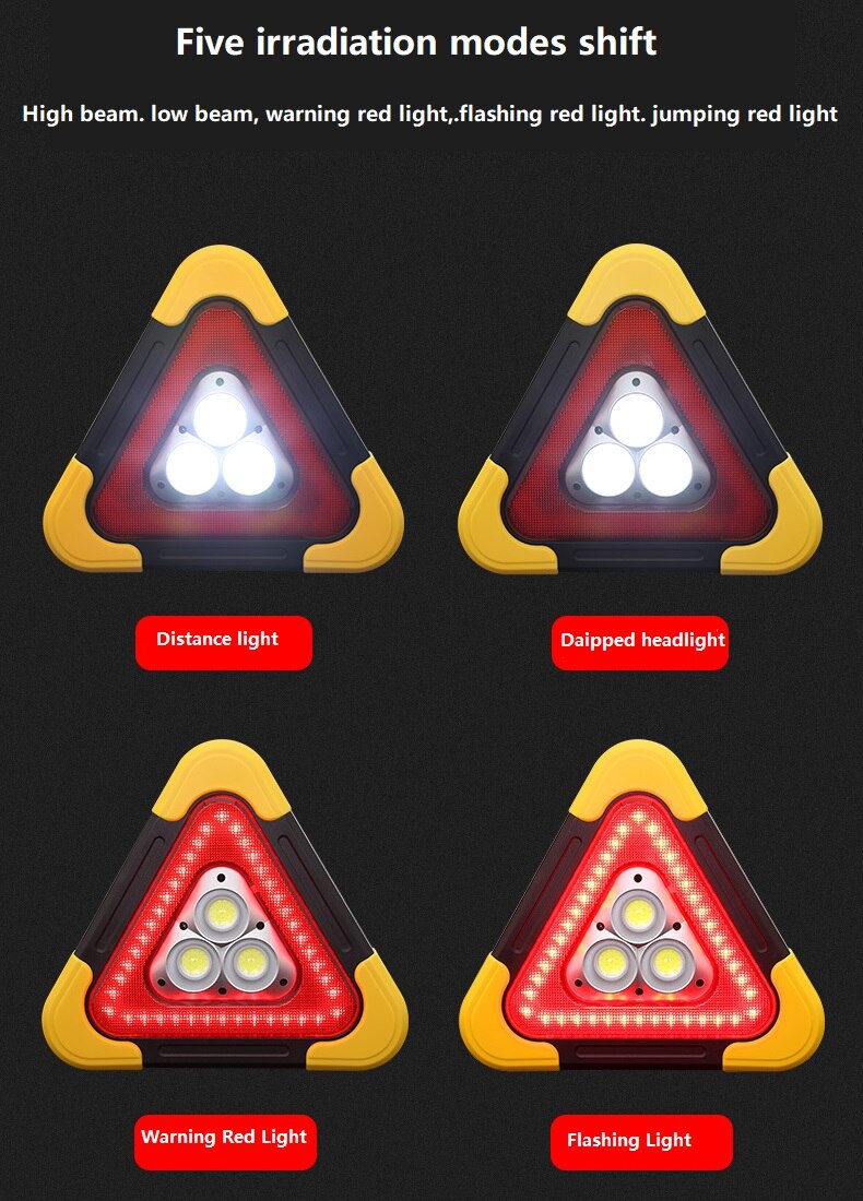 Road Traffic LED Warning Lights Car Block Parking LED Tripod Luminous Flashing Safety Sign