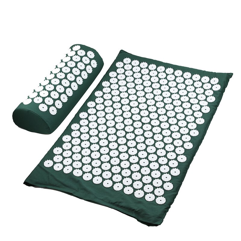 Cojín de masaje Yoga estera de acupresión cuello parte trasera del pie masajeador dolor alivio de estrés masaje con acupuntura Pad: Dark Green set