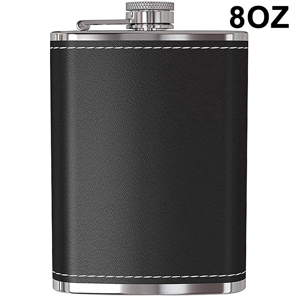 7oz 8oz bærbar hoftekolbe i rustfritt stål flagon whisky vingryte lærdeksel flaske trakt reise tur drinkware vinkopp: naken hoftekolbe a