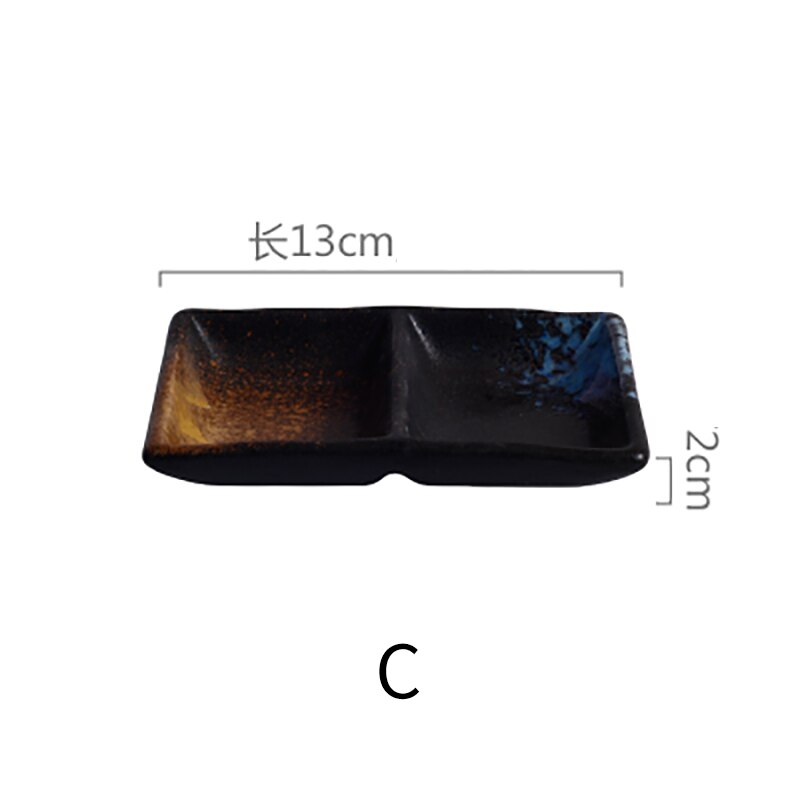 Japanese Style Ceramic Sauce Dish Round Square Household Hotel Small Dish Seasoning Soy Sauce Dish Tableware: C
