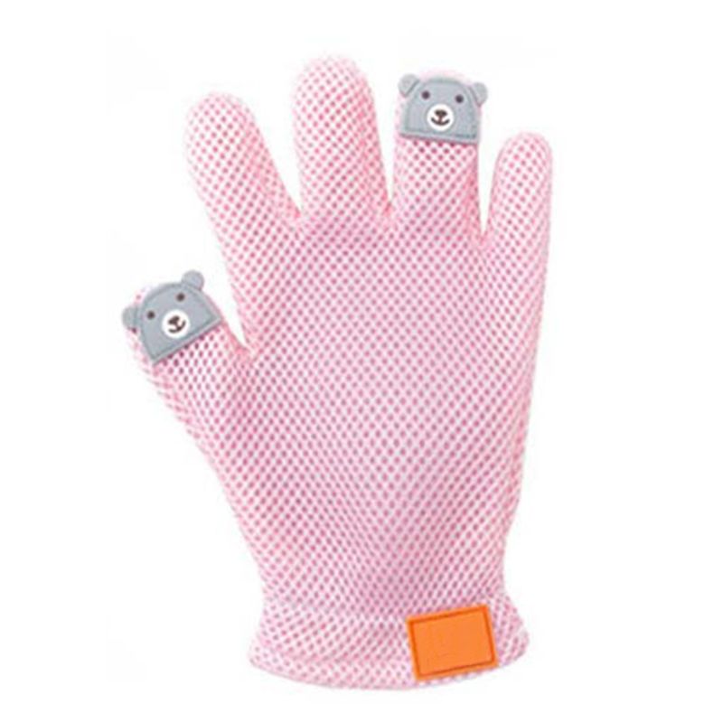Pet massagem escova luvas anti-risco mordida cão gato remoção do cabelo pegajoso pente mão capa pet limpeza beleza suprimentos: Rosa