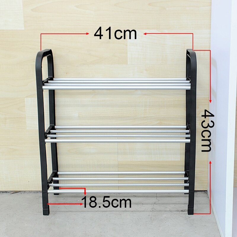 3 Tiers Schoenenrek Plastic Rvs Stand Plank Houder Unit Zwart Beugel Planken Schoen Living Slaapkamer Opslag