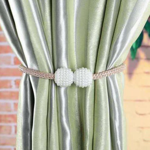 1pc perle magnetiske gardinclips tieback spænde clips kugle gardinholdere tie back gardin tilbehør boligindretning: Khaki