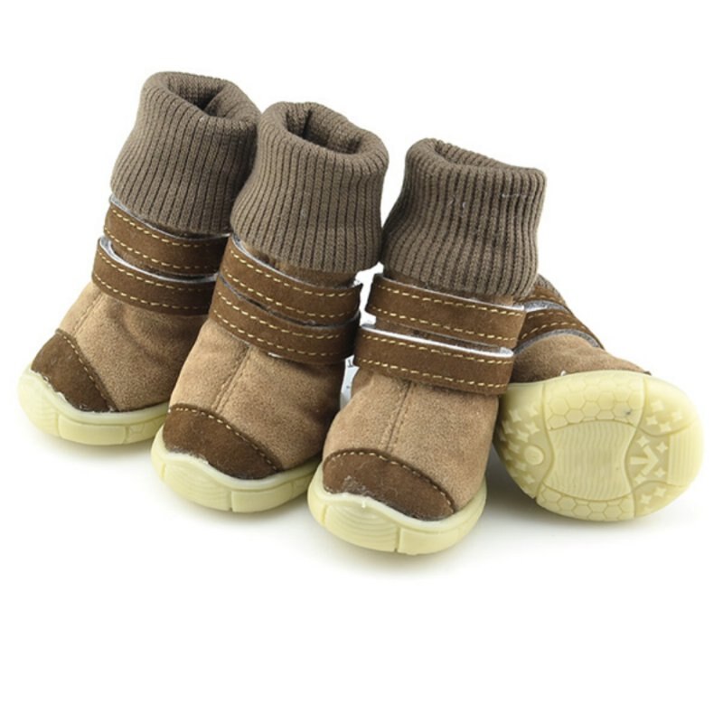 Huisdier Winter schoenen antislip Cotton Lederen Kasjmier Warm Booties Laarzen Riem Decoratie Hond Herfst winter Schoenen Schoeisel Voor honden