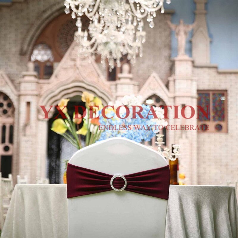 Ceinture de chaise en Lycra | Bande Spandex bon marché, adaptée à la housse de chaise, décoration de Banquet et de mariage: burgundy