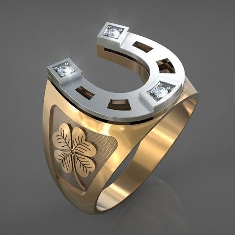 Anillos de aleación con forma de herradura para hombre y mujer, joyería Unisex con de hojas en forma de herradura, ideal para de cumpleaños y boda: 6