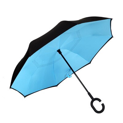 Reverse Umbrellas Folding Double Layer Inverted C Hand Holder Stand Sun Rain Windproof Rolling Over Umbrella For Women: pic4