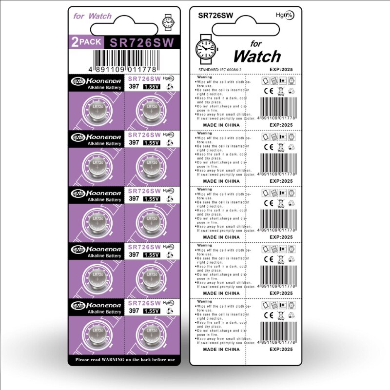 Pilas de litio AG2 397 LR726 397A L726F SR726SW 1,55 V, botón de Protección Ambiental, reloj de , 10 Uds.