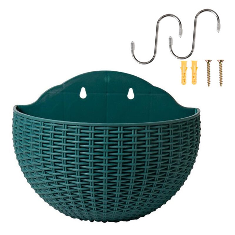 Europese Stijl Imitatie Rotan Muur Opknoping Half Ronde Bloempot Planter Halfronde Muur Bloempot Balkon Huishouden Outdoor: 9 L