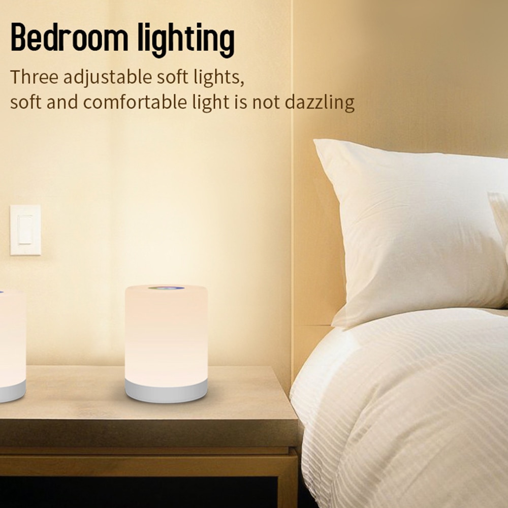 LED Touch Control Night Light Induction Dimmer Lamp Smart Bedside Lamp Dimmable RGB Color Change Rechargeable Smart