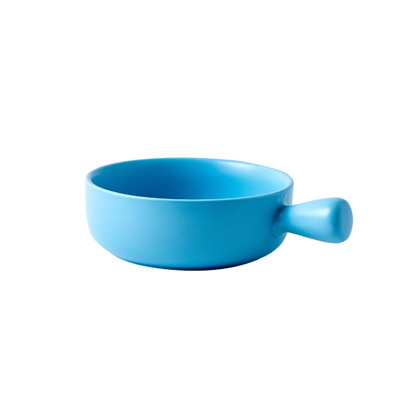 Ceramic Tableware Single Handle Baking Plate Rice Bowl Household Dish Breakfast Bowl Net Red Baking Bowl Steak Plate