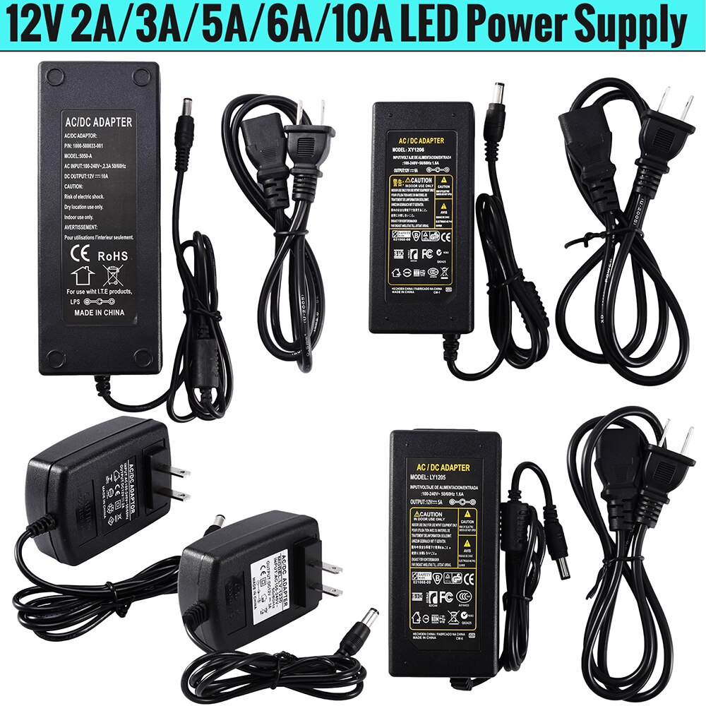 AC 100V - 240V to DC 12V 2A 3A 5A 6A 10A lighting transformers Power Supply Adapter Converter Charger LED Strip Light D30