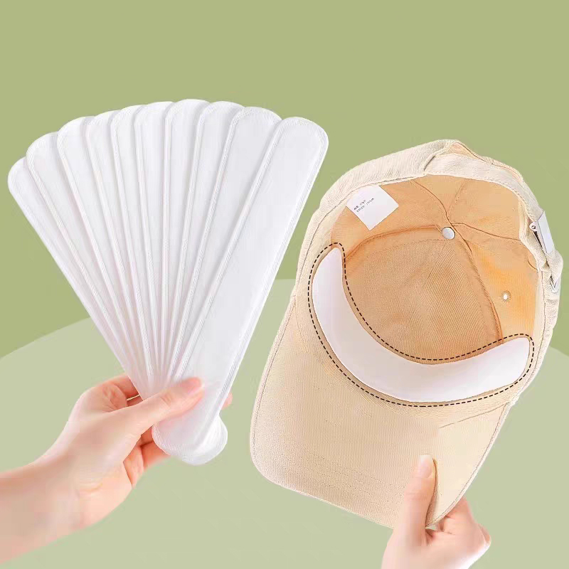 30 Uds sombrero pegatinas absorbentes de sudor mujeres hombres algodón Anti-suciedad cinturón deportivo tapa llanta cinta blanca Invisible sombrero tamaño reductor Liner Pad