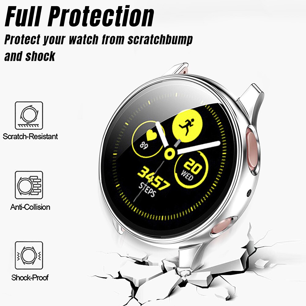Coque pour Samsung Galaxy Watch active 2, protection d'écran antichoc tout autour + film, accessoires pour montre intelligente 44mm 40mm