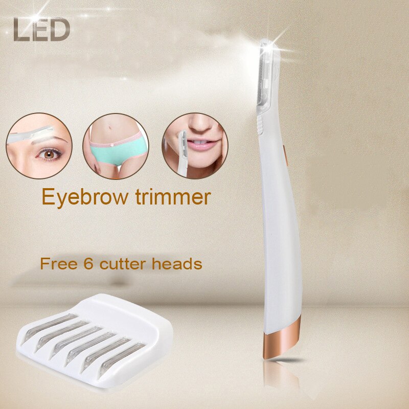 Woman Dermaplane Face Hair Remover Lighted Facial Expoliator Lady Razor Shaver Painless Expoliates Dead Skin Tool