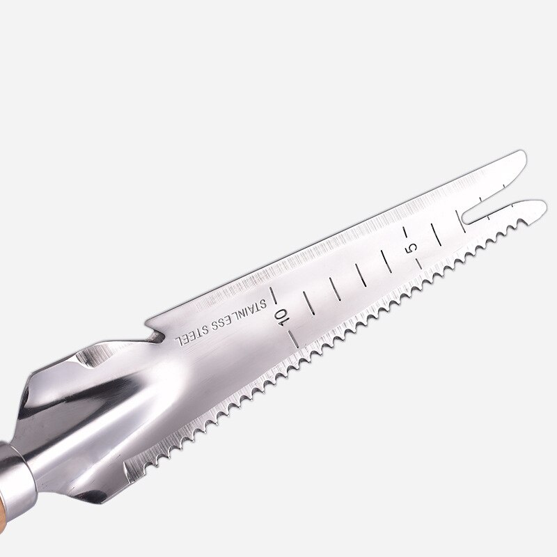 Stainless Steel Wood Handle Gardening Shovel Spade Manual Weeder Multi-Purpose Garden Tools Digging Trowel Knife Bottle opene