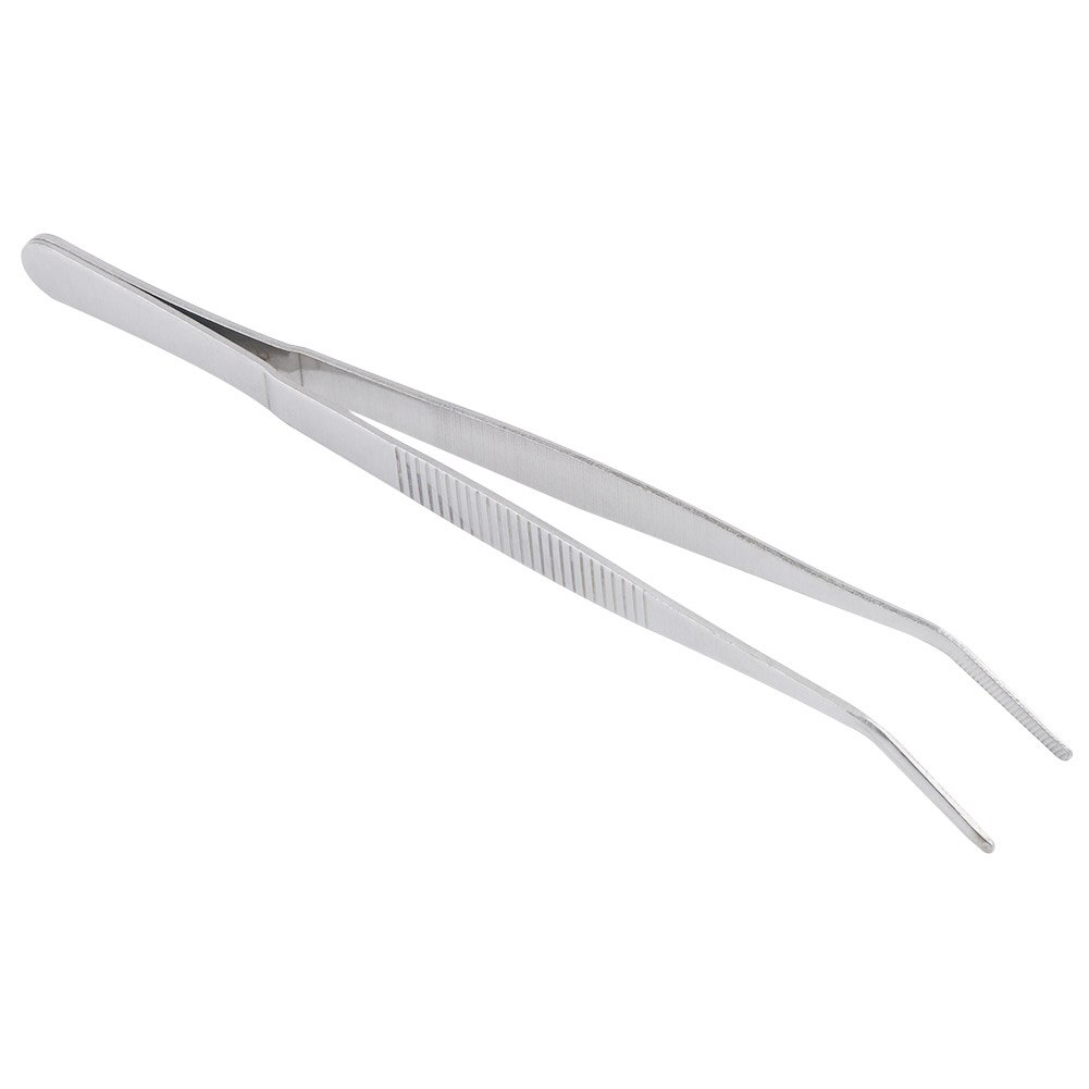 18cm Stainless Steel Tweezers with Curved Serrated Tip Non-slip Handle for DIY Craft Repair Hand Tool