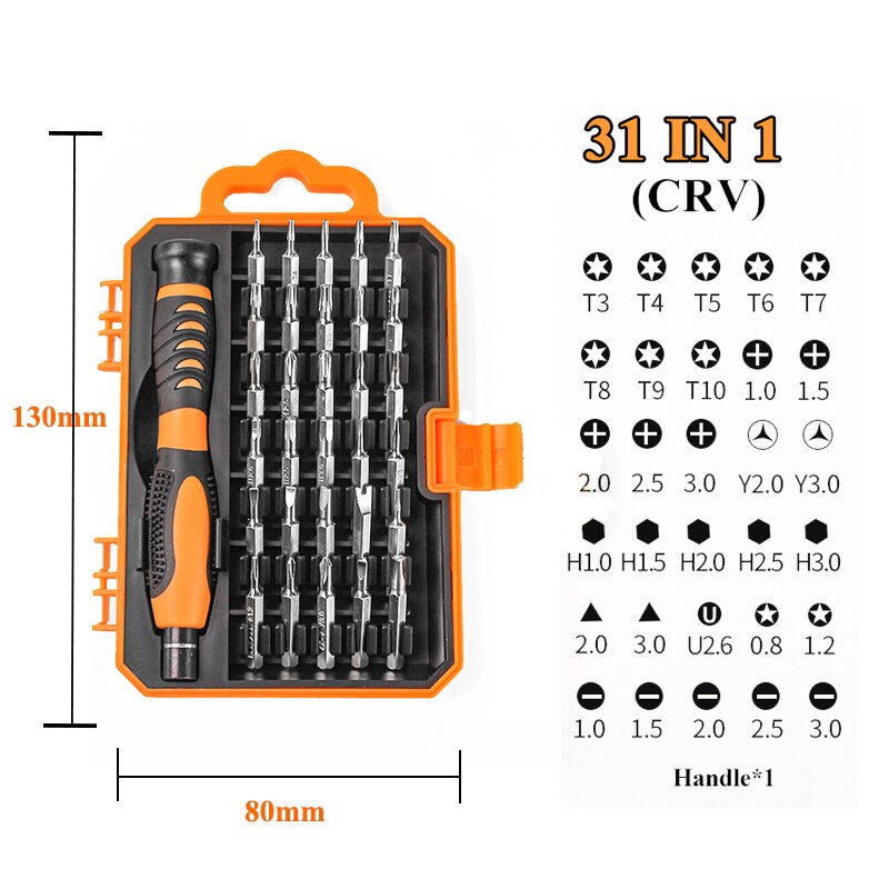 Screwdriver Set of Screw Driver Bit Set Mobile Phone Repair Device Hand Tools Multi-function Precision Torx Hex 21/31 in 1: 31 in 1 CRV