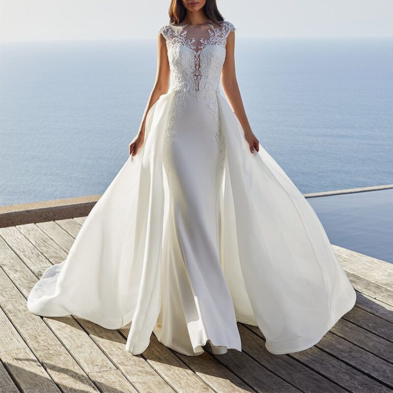 Weiß Braut Überrock Abnehmbare Felsen Zug Bund Geschmack Hochzeit Felsen Abdeckung Schmücken Satin- Für Elegante Braut max Felsen: Weiß / S