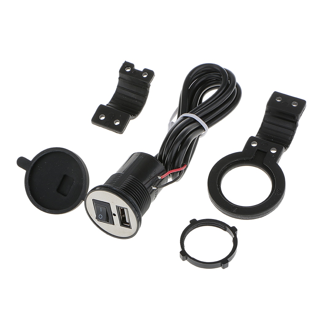 Chargeur USB noir moto | Prise Usb, moto sortie d'alimentation USB moto barre de poignée, chargeur à pince