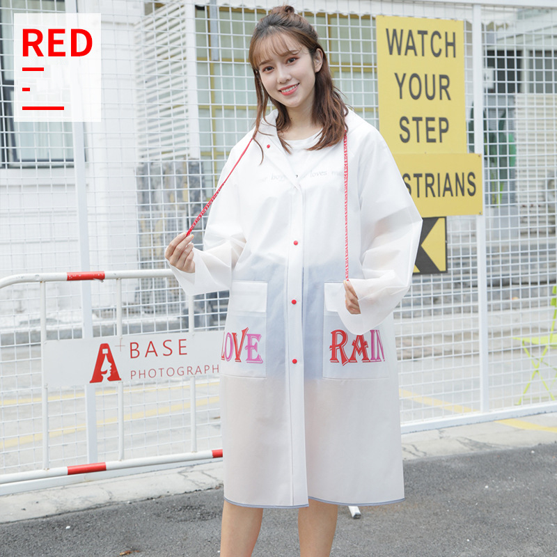 Reflect Light Raincoat Lovers Rainwear Raincoats Women Transparent Rain Coat Couple Rain Poncho Men Rainwear: RedHeart / L