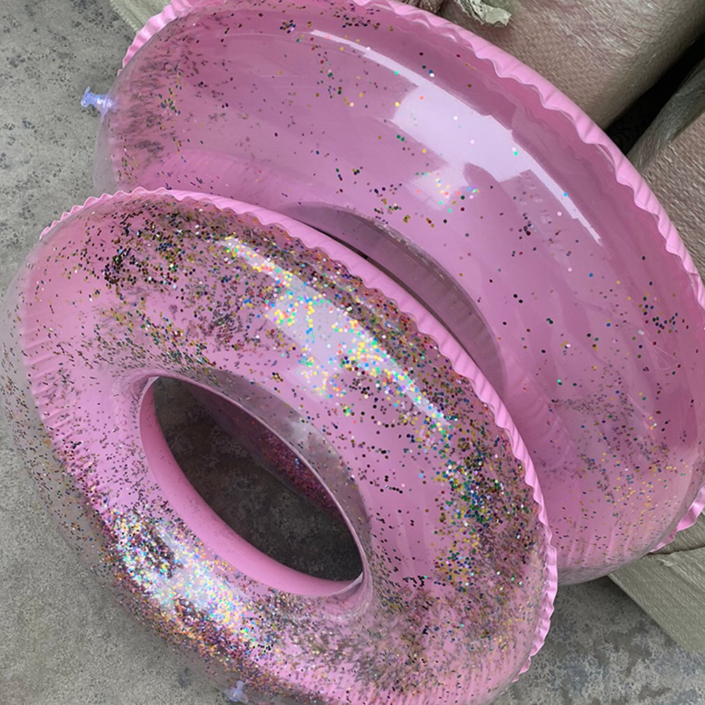 90cm Accessories Summer Bling Inflatable Swimming Ring PVC Beach Circle Float Water Pool Party Sequins Round Swimming Pool Toys