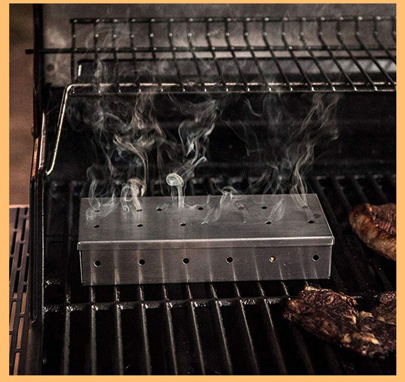 Stainless Steel Smoker BOX BBQ Stainless Steel Smoke Box Kitchen Tools Cooking Tools Bacon Mini Outdoor BBQ Products