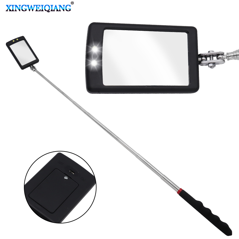 Endoscópio de chassi de automóvel 360 ° Espelhos telescópicos ângulo led luz ampliação espelho de inspeção ferramentas de detecção de reparo de carro