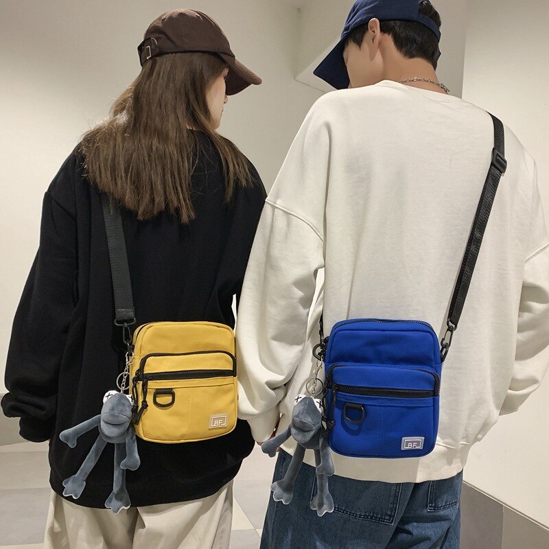 Frauen Männer Schulter Bote Tasche Kleine Leinwand Umhängetaschen für Mädchen 2022 Neue Japanische Schüler Handtasche Mini Telefon Geldbörse Klappe