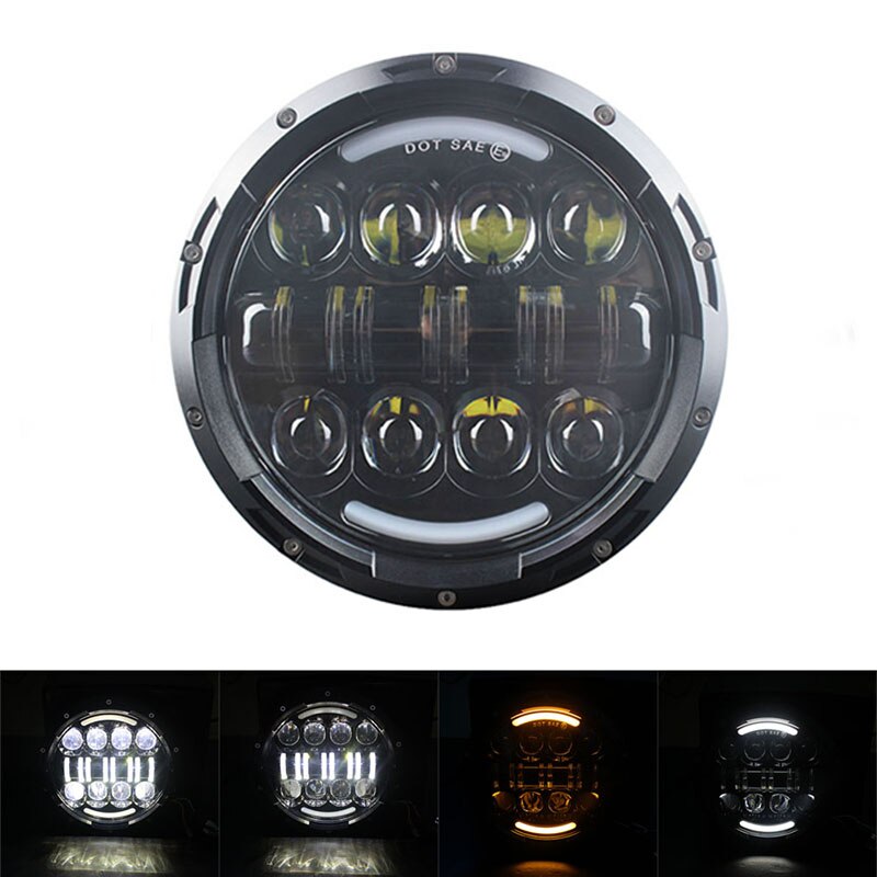 Motorcycle 7 inch LED Headlight for Harley Touring Ultra Classic Electra Street Glide Road King Yamaha Motorcycle Headlamp: Type G