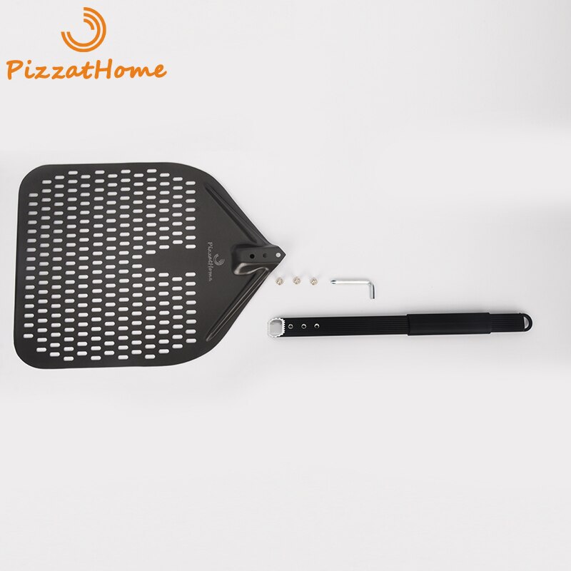 Pizzathome 13 Inch Harde Coating Geperforeerde Pizza Schil Rechthoekige Pizza Schop Aluminium Pizza Schil Paddle Korte Pizza Tool