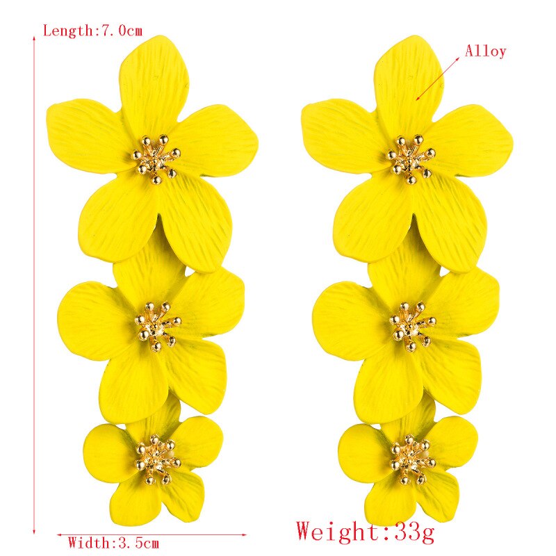 Women's Graceful Layers Floral Stud Earrings 2022 Joker Alloy Earring Lady Big Name Red Ear Accessories Jewelry Female