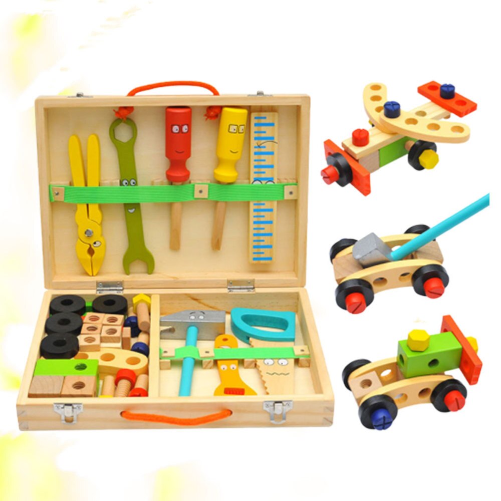1 Set Childrens Simulation Toolbox Cartoon Toolbox Set Pretend Play Repair Tools Kit Disassembly Repair and Maintenance Tool