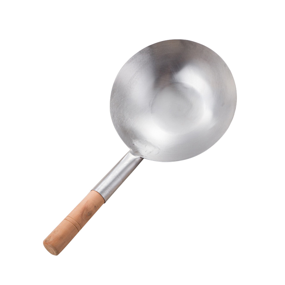Stainless Steel Serving Spoon Multi-Purpose Use Water Scoop Kitchen Utensil Tableware with Wooden Handle: Default Title