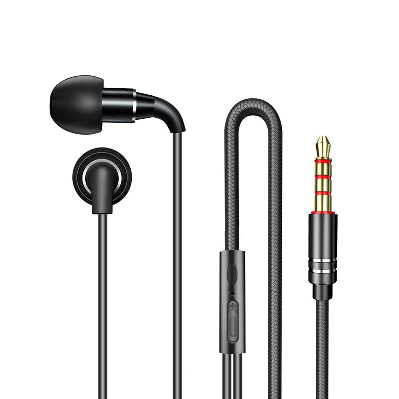 2 stuks/partij slaapkoptelefoon bedrade oortelefoon metalen oordopjes voor kleine oren met microfoon handsfree 1.2m super bass stereo voor telefoon pc: Zwart