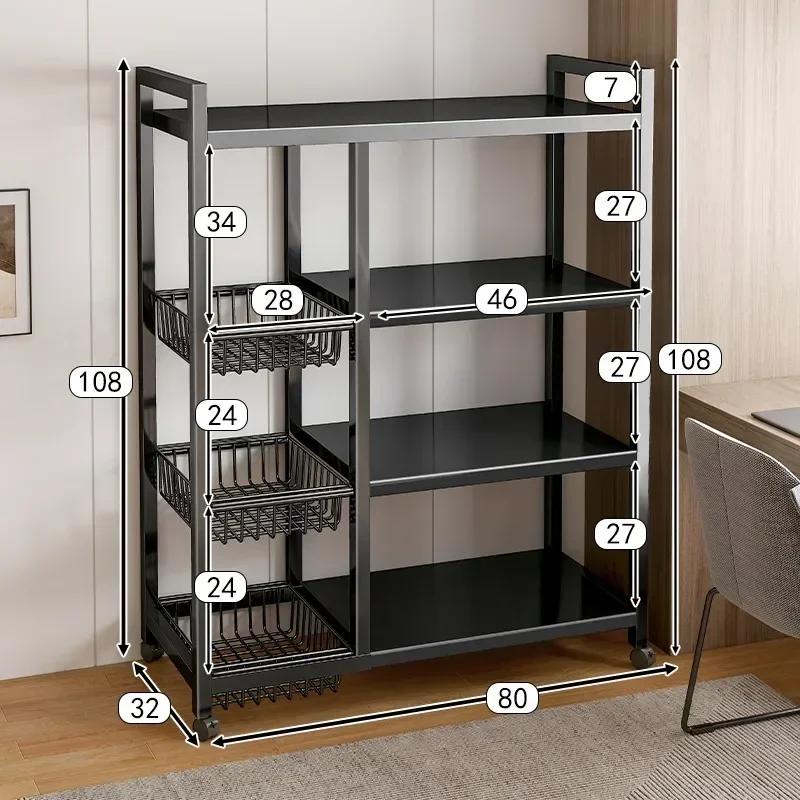 Carro de cesta de verduras para cocina, estante de almacenamiento multifuncional, carrito rodante móvil para fruta, horno microondas, organizador de cocina: light orange