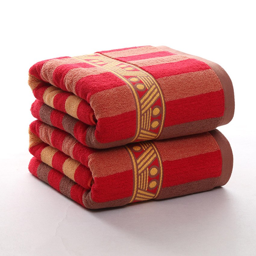 Streep Handdoek Set Gezicht Handdoek Grote Dikke Bad Spa Sport Handdoek Thuis 100% Katoen Badkamer Voor Volwassenen Kinderen Hotel Serviette de Bain: Rood