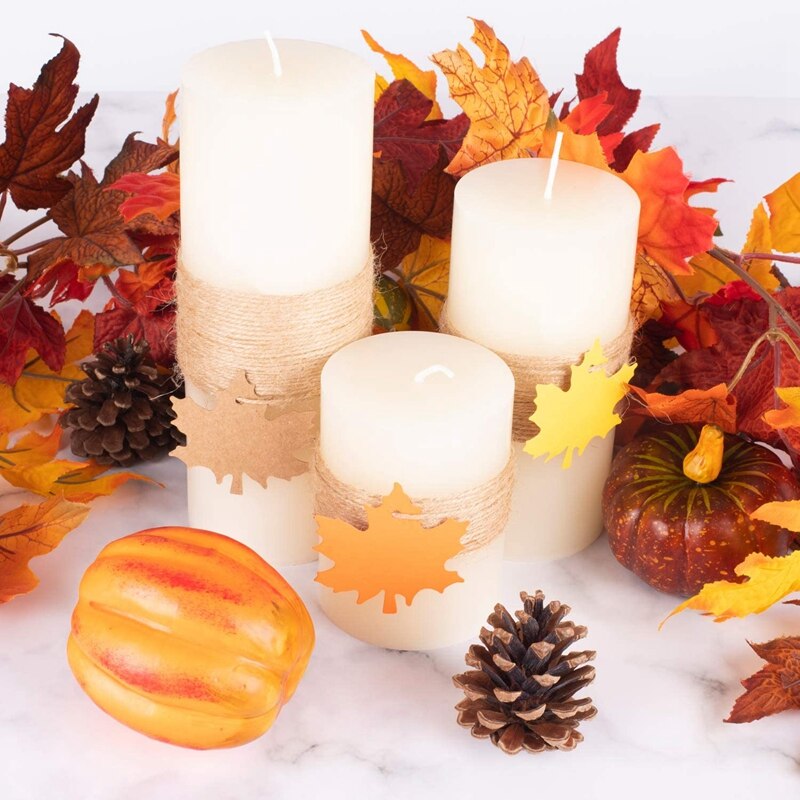 Étiquettes d'automne 150 pièces feuilles d'érable dragées en papier pour l'automne, Thanksgiving, mariage, artisanaux