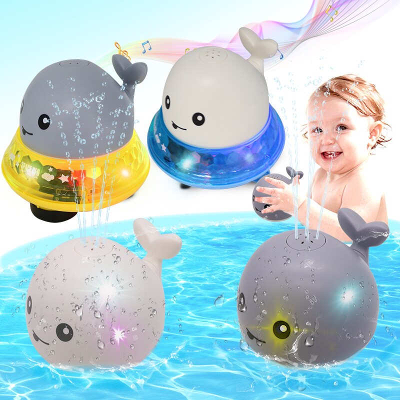 Sensing water fountain baby whale toy light music electric multidirectional amphibious bathroom splashing water sensing ball