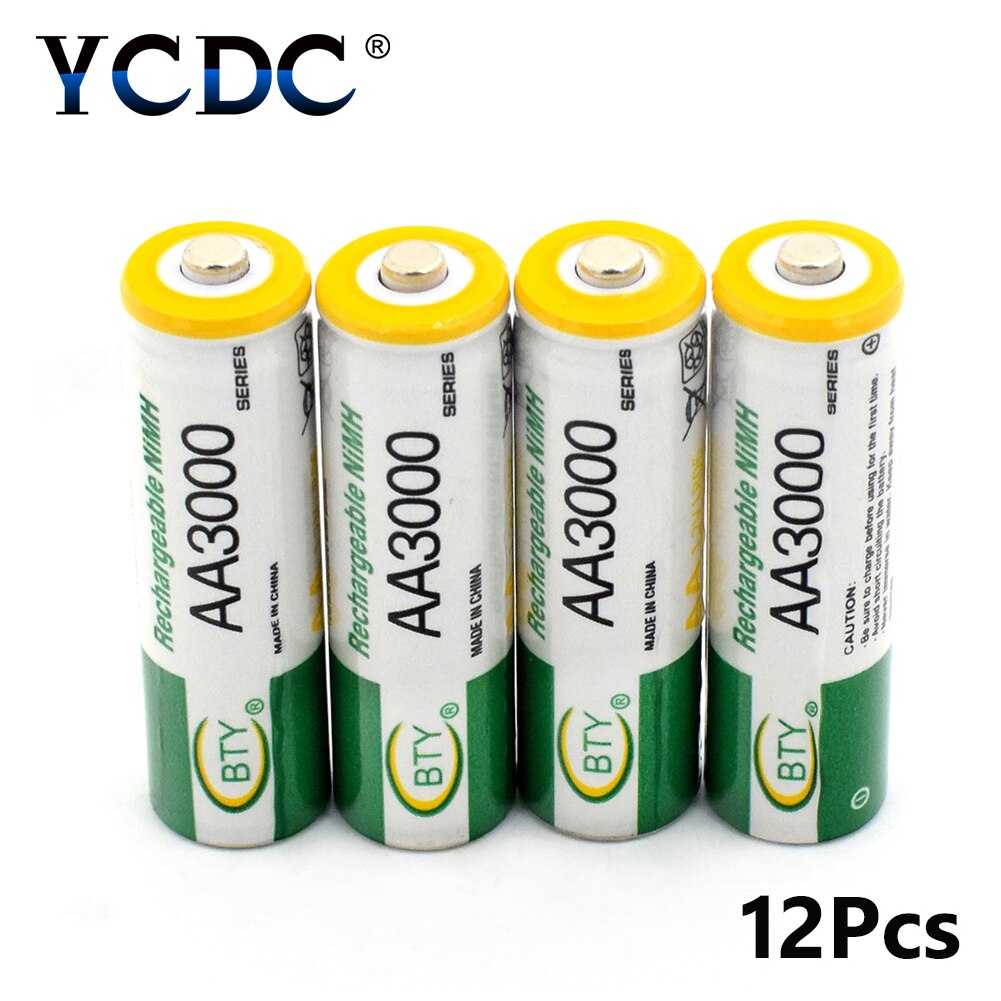 4/8/12/16/20 pièces pile Rechargeable AA LR6 pile 1.2v HI-MH 3000mAh piles AA pour appareils photo numériques télécommande BT Mouses: 12 Pcs