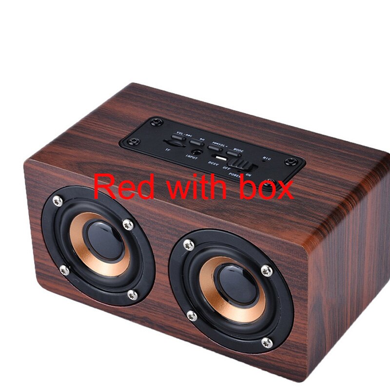 Altavoz inalámbrico de madera con Bluetooth, barra de sonido HiFi portátil con bajo de choque, Altavoz TF, caixa de som para iPhone Sumsung Xiaomi: Red with box