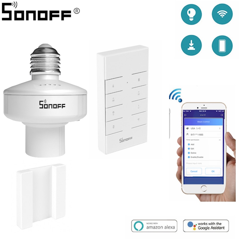 Itead Sonoff Slampher R2 E27 Wifi Lamp Houder Lichtschakelaar Smart Lamphouder Werkt Met Sonoff RM433 Alexa Google Thuis