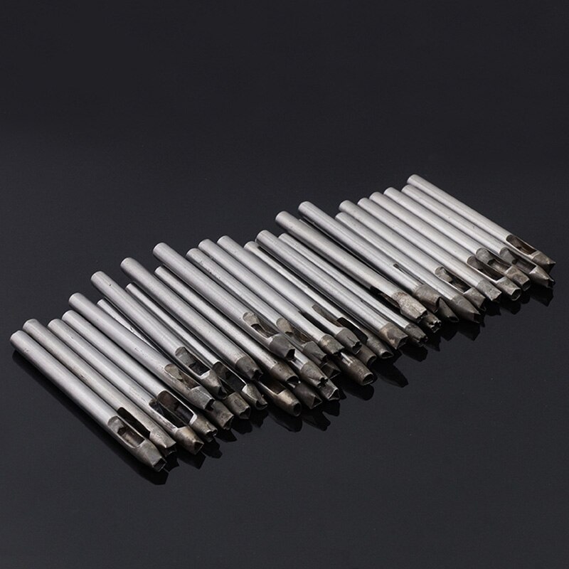 Set van 37 holle ponsen, stalen bloemgatengereedschap, leren horlogebandpons, doe-het-zelf voor portemonnee- en riemdecoratie, diverse vormen 5mm