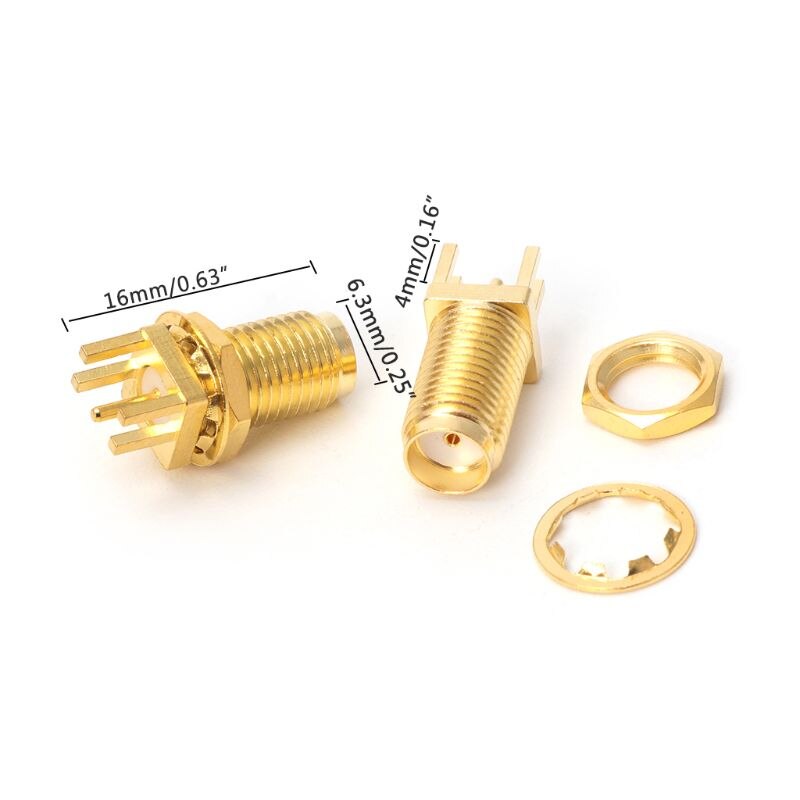 10x SMA-Buchse Gerade Für PCB-Montage – 4-poliger RF-Koaxialstecker, Vergoldet, 50 Ohm, 4mm Abstand