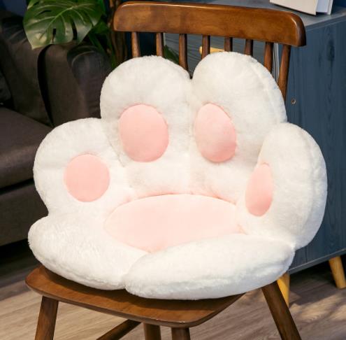 Cojín de felpa con forma de pata de gato para el hogar, cojín de suelo con relleno suave para SILLA, sofá, decoración de habitación, oficina, muñecas de siesta, Kawaii, 70x60cm: Blanco