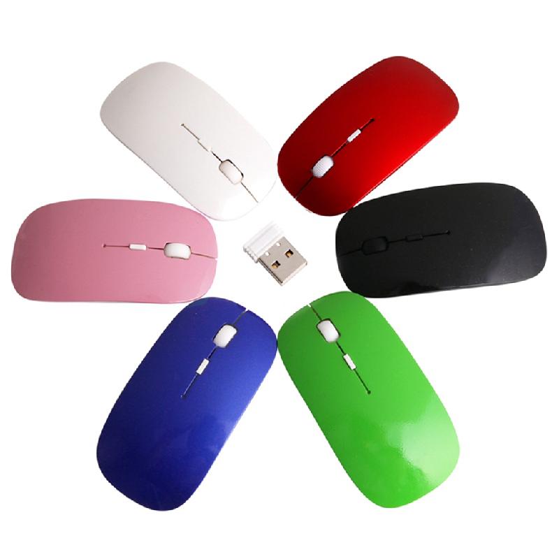 Jolie souris optique sans fil, 2.4GHz, Ultra fine, avec récepteur USB, pour ordinateur portable