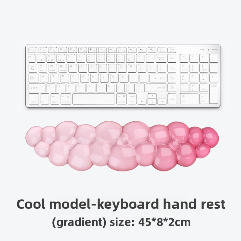 Mouse pad with wrist support keyboard support non-slip silicone transparent gradient cloud shape desktop office game mouse wrist: Coffee