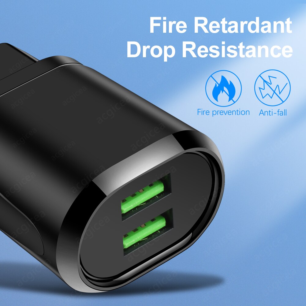 2 -poorts usb-lader, reisadapter voor snel opladen, draagbare dubbele wandlader, mobiele telefoonladers voor iphone 11 pro max, samsung