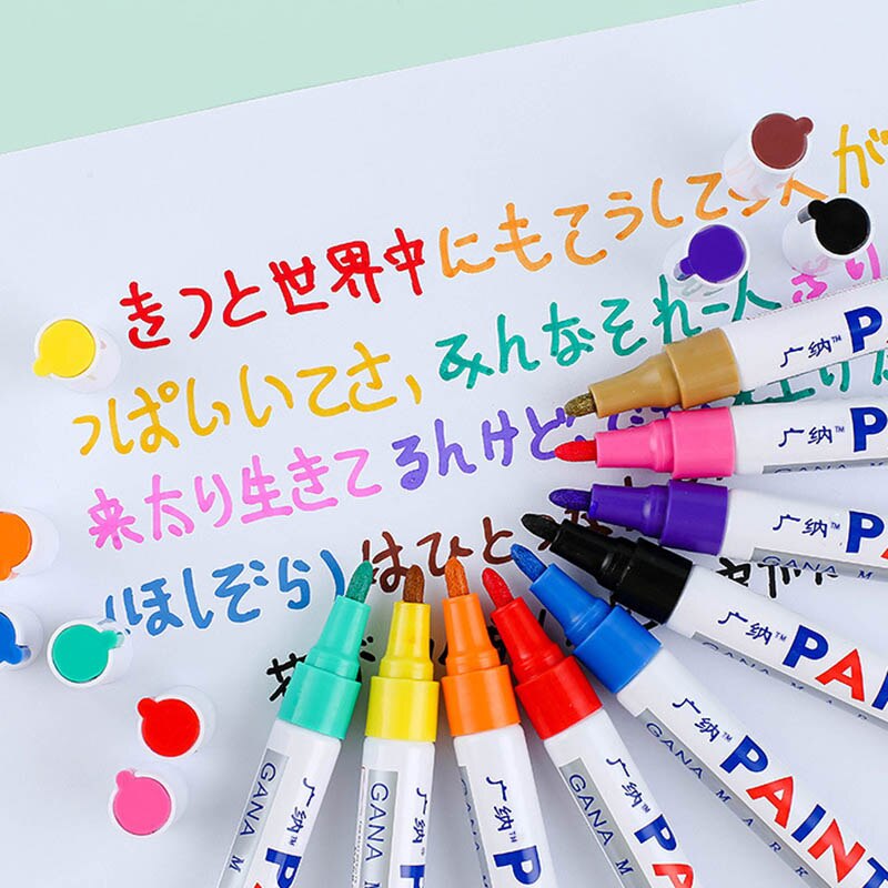 1Pcs Colorful Waterproof Oily Paint Marker Pen Car Tyre Multipurpose Metal Package School Supplies Stationery 12 Colors